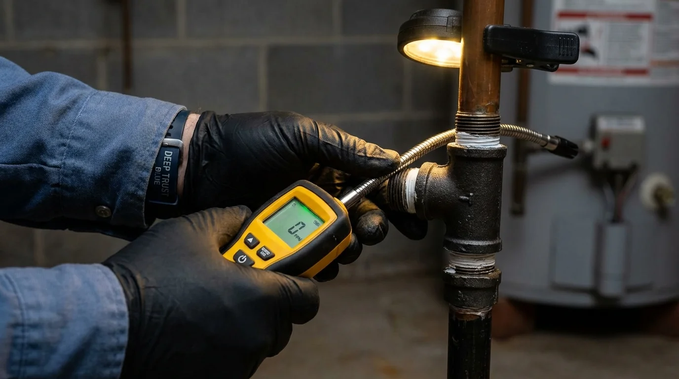 Gas leak detection with electronic sniffer by Johns Plumbing LLC in Inola